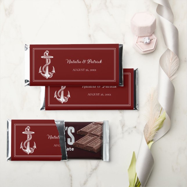 Red Nautical Anchor Hershey Bar Favors (Front)