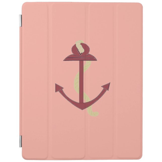 Red Nautical Anchor iPad Smart Cover (Front)