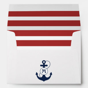 Red Nautical Anchor Monogram Envelope