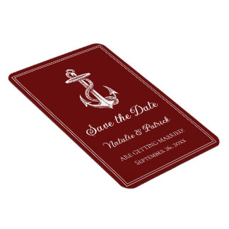 Red Nautical Anchor Save the Date Magnet