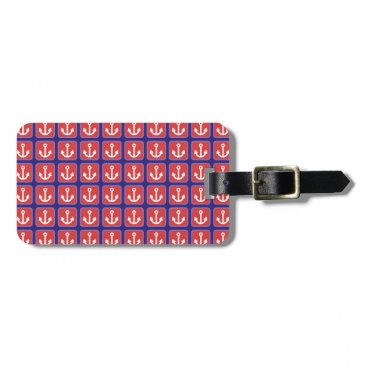 Red Nautical Anchor Squares Luggage Tag Red Nautical Anchor Squares Luggage Tag