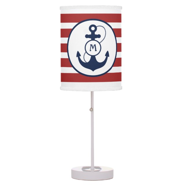 Red Nautical Anchor Table Lamp (Front)