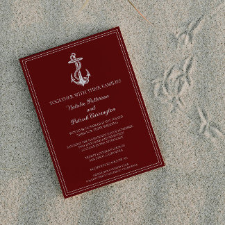 Red Nautical Anchor Wedding Invitation
