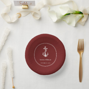 Red Nautical Anchor Wedding Paper Bowls