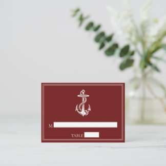 Red Nautical Anchor Wedding Place Cards