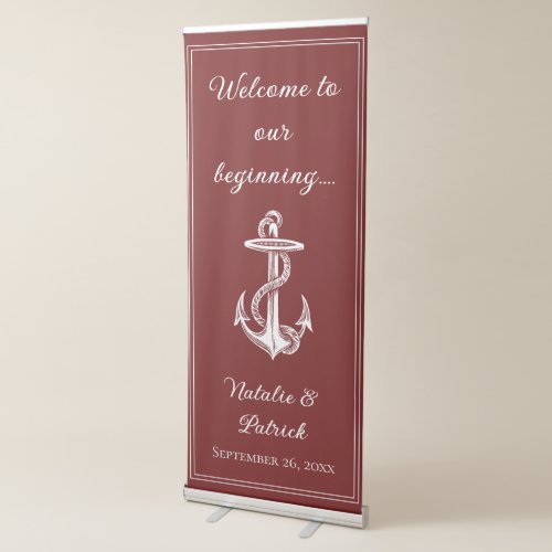 Red Nautical Anchor Wedding Retractable Banner