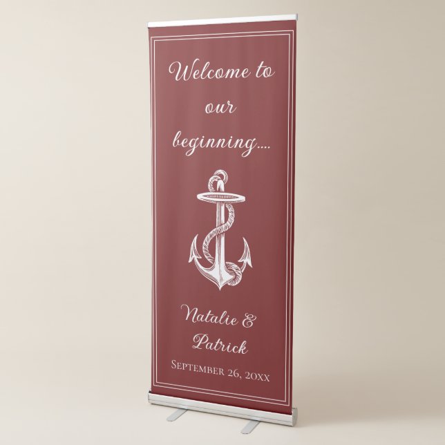 Red Nautical Anchor Wedding Retractable Banner (3/4)