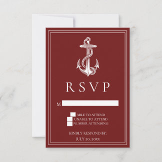 Red Nautical Anchor Wedding RSVP Card