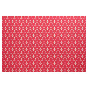 Red Nautical Anchors Fabric