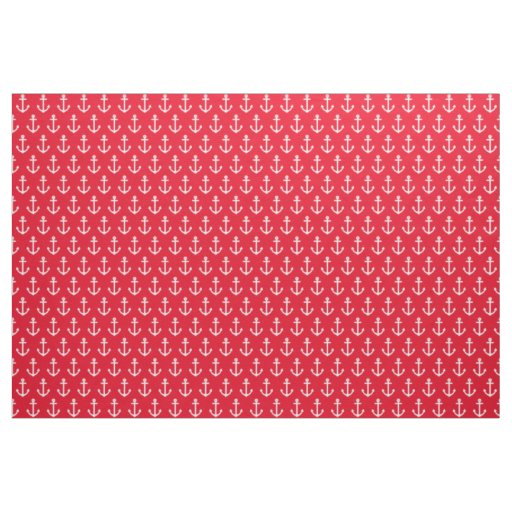 Red Nautical Anchors Fabric
