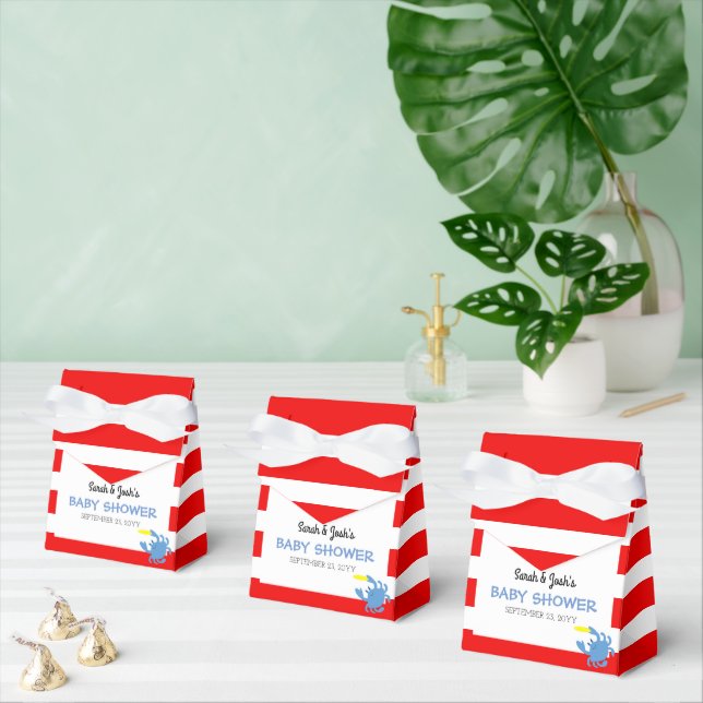 Red Nautical Blue Crab Baby Shower Favor Boxes (Multiple)