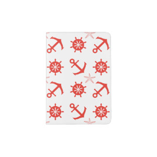 Red nautical pattern passport holder