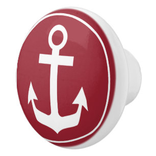 Red Nautical Themed Ceramic Knob