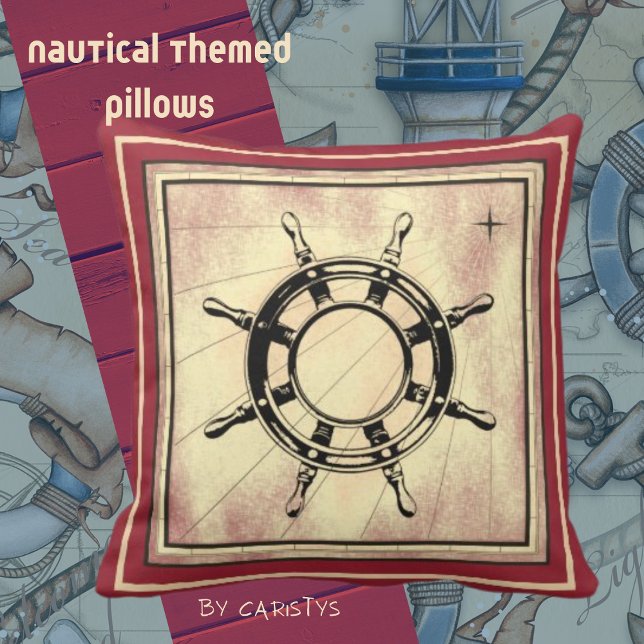 Red Nautical Themed Throw Pillow (Creator Uploaded)