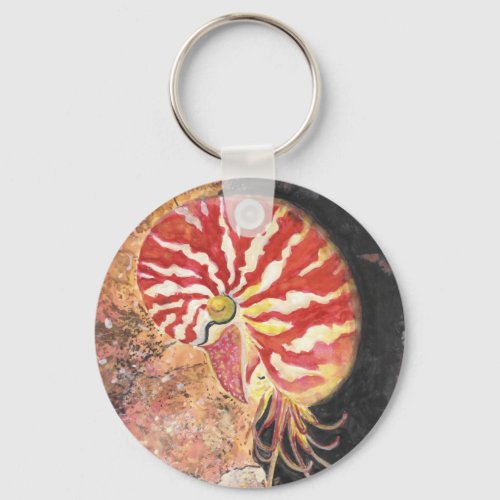 Red Nautilus Keychain