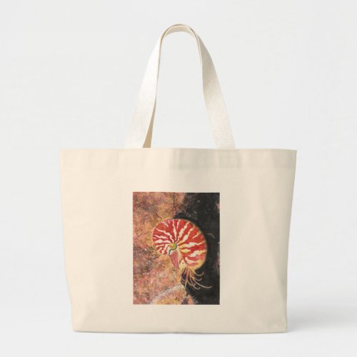 Red Nautilus Large Tote Bag