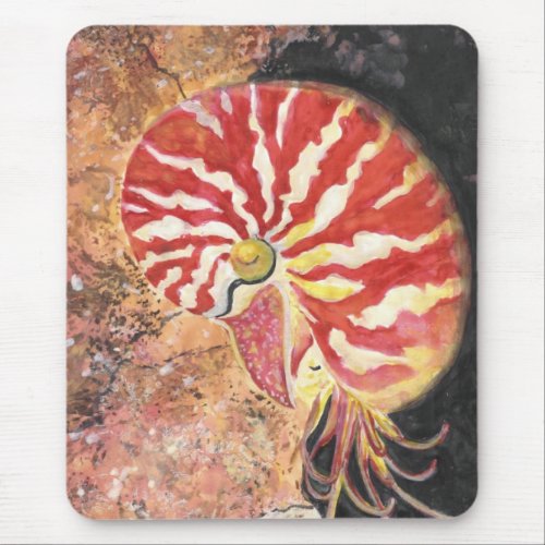 Red Nautilus Mouse Pad