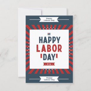 Red Navy and White Modern Happy Labor Day Invitation