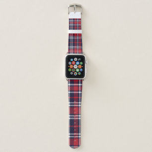 Red Navy Asymmetric Plaid Texture Apple Watch Band