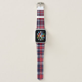 Red Navy Asymmetric Plaid Texture Apple Watch Band