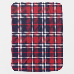 Red Navy Asymmetric Plaid Texture Baby Blanket