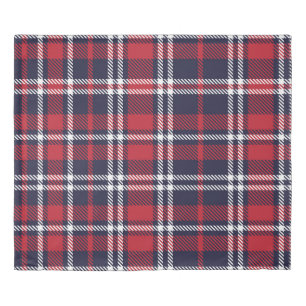 Red Navy Asymmetric Plaid Texture Duvet Cover