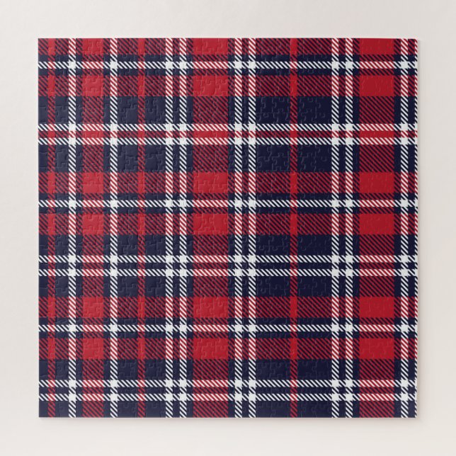 Red Navy Asymmetric Plaid Texture Jigsaw Puzzle (Vertical)