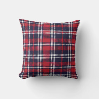 Red Navy Asymmetric Plaid Texture Throw Pillow