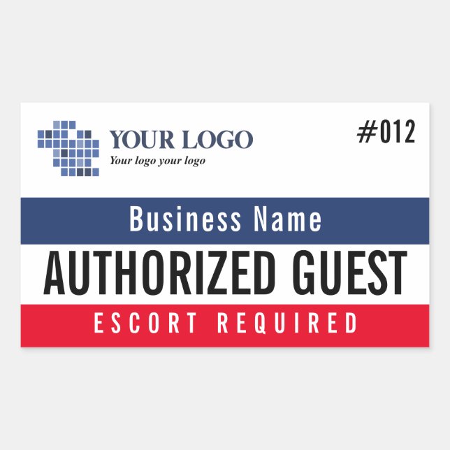 Red Navy Authorized Guest Add Your Logo Rectangular Sticker (Front)