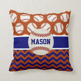 Red Navy Blue Baseball Throw Pillow
