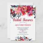 Red navy blue bohemian floral bridal shower
