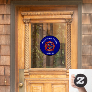 Red & Navy Blue Fire Dept Logo Custom  Window Cling