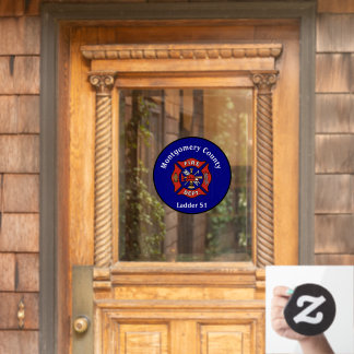 Red & Navy Blue Fire Dept Logo Custom  Window Cling