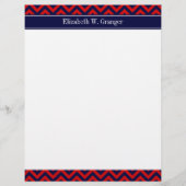 Red, Navy Blue LG Chevron Navy Blue Name Monogram (Front)