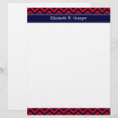 Red, Navy Blue LG Chevron Navy Blue Name Monogram (Front/Back)