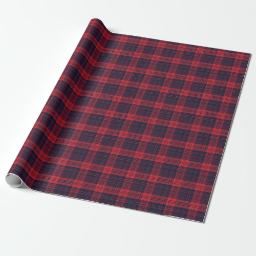 Red  Navy Blue Lumberjack Plaid Christmas Pattern Wrapping Paper