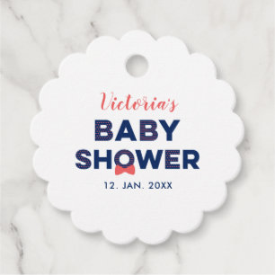 Red & Navy Blue   Modern Baby Shower Thank You Favor Tags