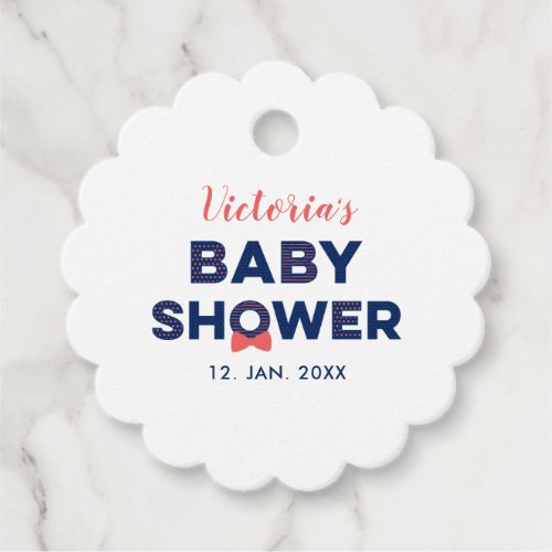 Red  Navy Blue  Modern Baby Shower Thank You Favor Tags