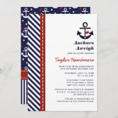 Red Navy Blue Nautical Bridal Shower Invitations (Front/Back)