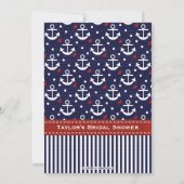 Red Navy Blue Nautical Bridal Shower Invitations (Back)