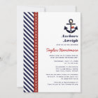 Red Navy Blue Nautical Bridal Shower Invitations