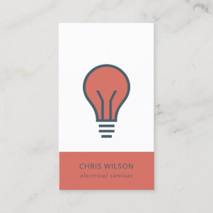 RED NAVY GREY ELECTIC BULB ELECTRICIAN ELECTRIC BUSINESS CARD