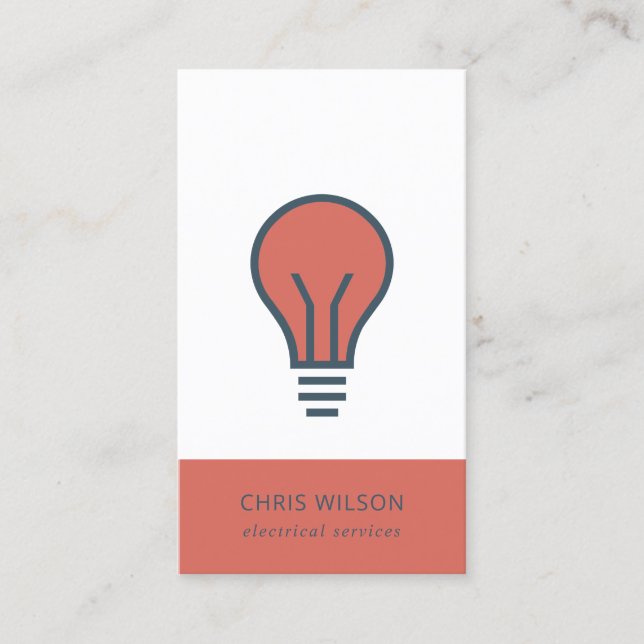 RED NAVY GREY ELECTIC BULB ELECTRICIAN ELECTRIC BUSINESS CARD (Front)