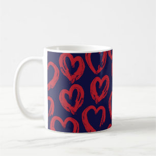 Red Navy Heart shaped Valentine’s Day seamless pat Coffee Mug