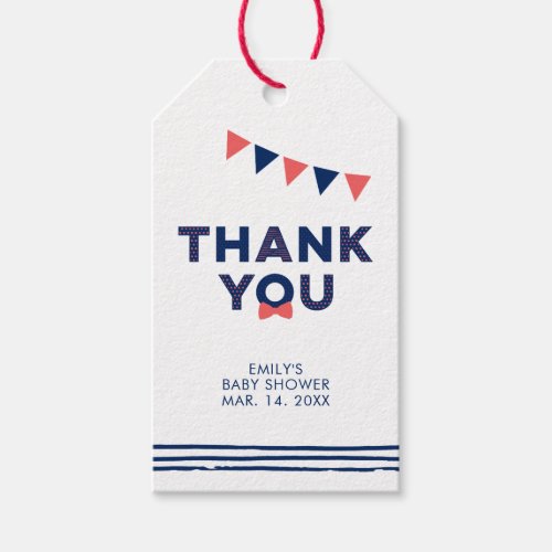 Red  Navy  Modern Baby Shower Favor Thank You Gift Tags