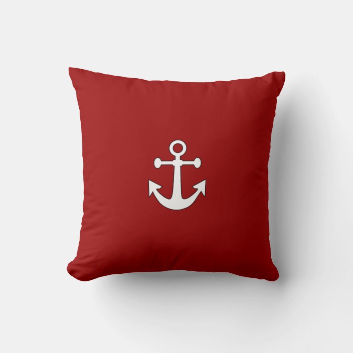 Red Navy Reversible Anchor Nautical Throw Pillow