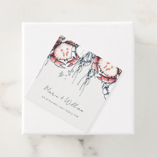 Red Navy Underwater Crab Coral Nautical Wedding Favor Tags
