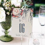 Red Navy Underwater Crab Coral Nautical Wedding Table Number<br><div class="desc">For any further customisation or any other matching items,  please feel free to contact me at yellowfebstudio@gmail.com</div>