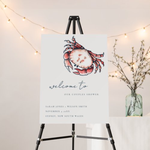 Red Navy Underwater Crab Couples Shower Welcome Foam Board
