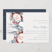 Red Navy Underwater Crab Nautical Bridal Shower Invitation (Front/Back)